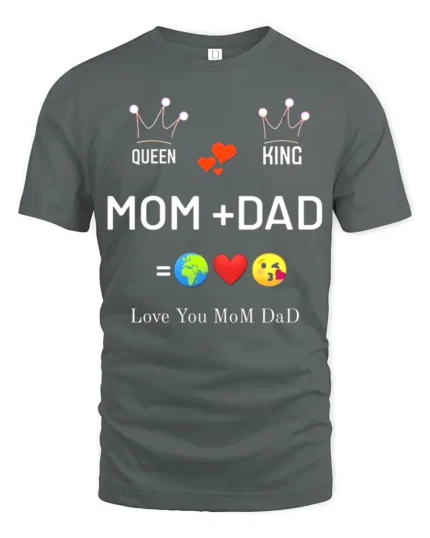 Queen King Mom Dad Family Love T-Shirt Gift - gray t-shirt on white background