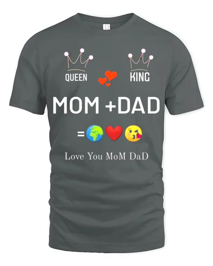 Queen King Mom Dad Family Love T-Shirt Gift - gray t-shirt on white background