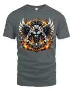 Mystic Tiger Wings Fierce Skull Animal Shirt - gray t-shirt on white background