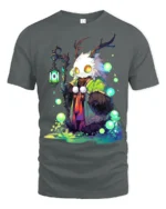 Enchanted Creature Forest Spirit Glow Eye Antler Tee - gray t-shirt on white background