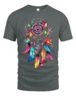 Spirit Catcher Colorful Native American Shirt - gray t-shirt on white background