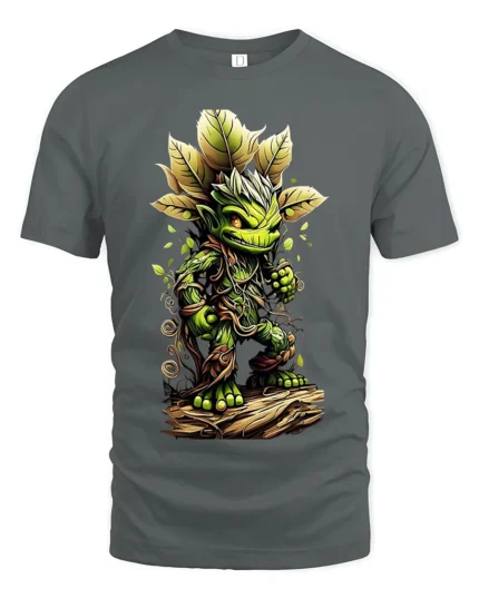 Forest Sprite Cute Plant Creature T-Shirt - gray t-shirt on white background