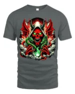 Infernal Skull T-Shirt Red Demon Green Dragon - gray t-shirt on white background
