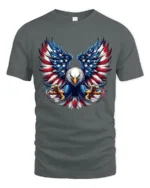 USA Eagle Wings Patriotic American T-Shirt - gray t-shirt on white background