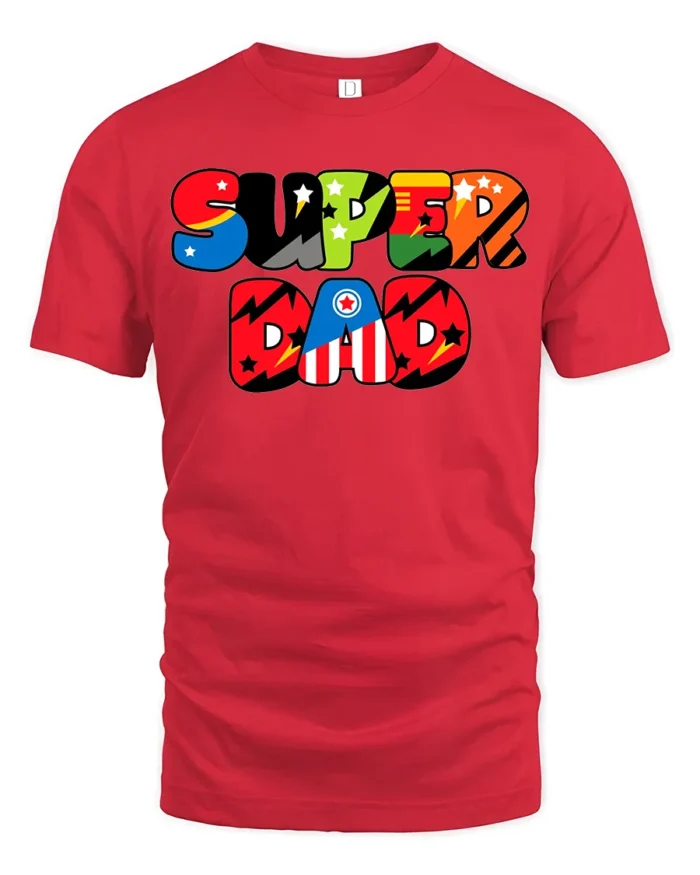Awesome Dad Hero Colorful Father Gift Now - red t-shirt on white background
