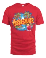 Hornesbuger Beach Tropical Vacation T-Shirt - red t-shirt on white background