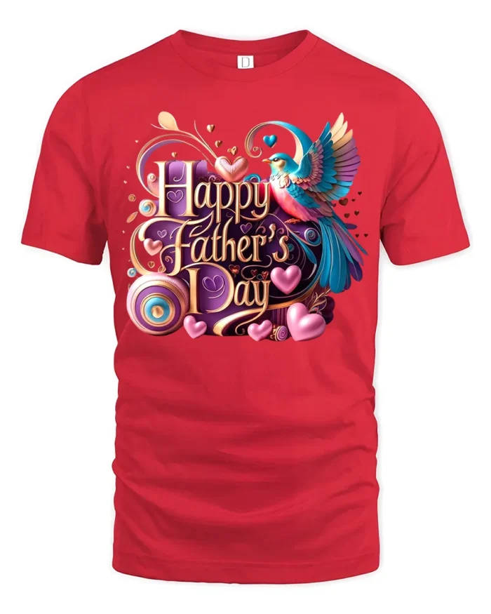 Love Dad T-Shirt Father’s Day Bird Heart - red t-shirt on white background