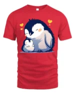 Loving Penguin T-Shirt Heartfelt Family - red t-shirt on white background