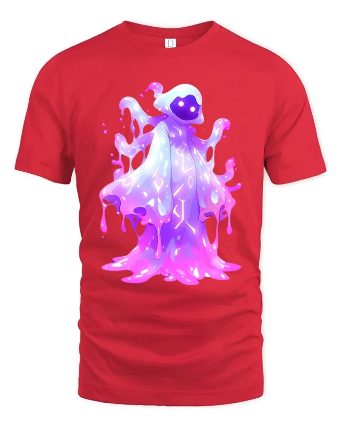 Glow Slime Cool Purple Creature T-Shirt - red t-shirt on white background
