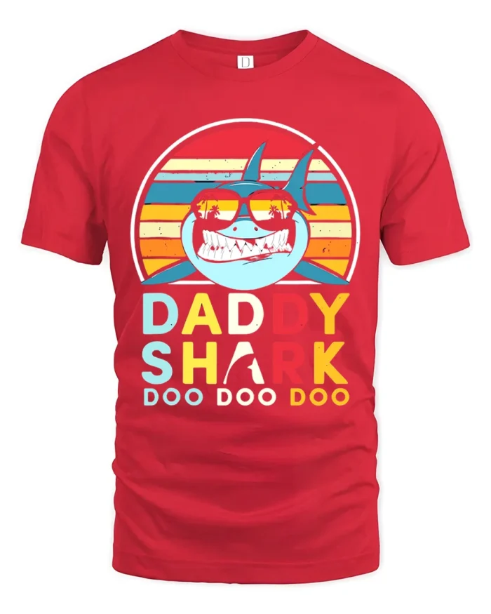 Daddy Shark Doo Fun Father Shark Shirt Now - red t-shirt on white background
