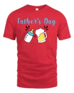 First Father’s Day Baby Bottle Beer Dad Shirt - red t-shirt on white background