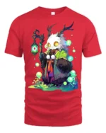 Enchanted Creature Forest Spirit Glow Eye Antler Tee - red t-shirt on white background
