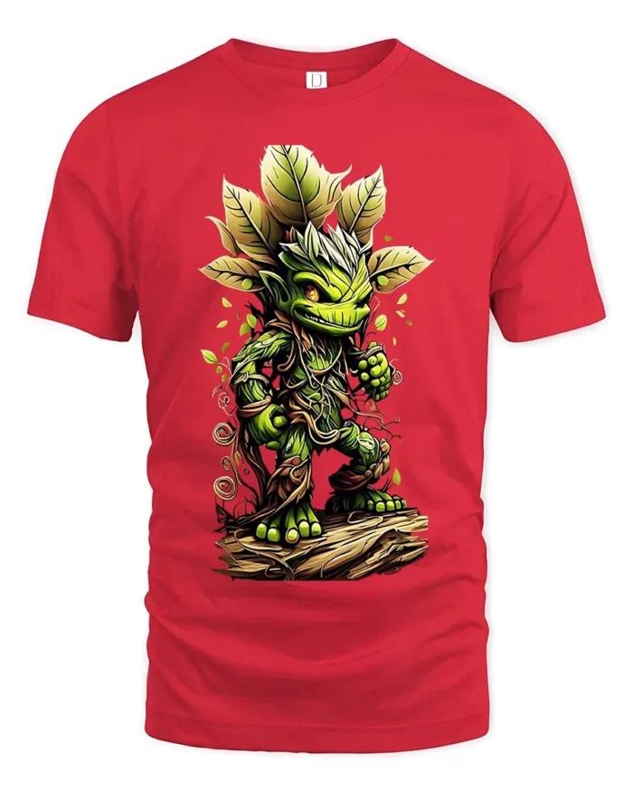 Forest Sprite Cute Plant Creature T-Shirt - red t-shirt on white background