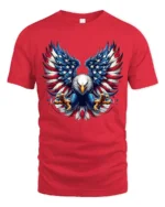 USA Eagle Wings Patriotic American T-Shirt - red t-shirt on white background