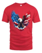 American Eagle Wings Patriotic USA Flag T-Shirt - red t-shirt on white background