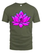 Meditation Lotus T-Shirt Om Symbol Yoga Zen - military green t-shirt on white background