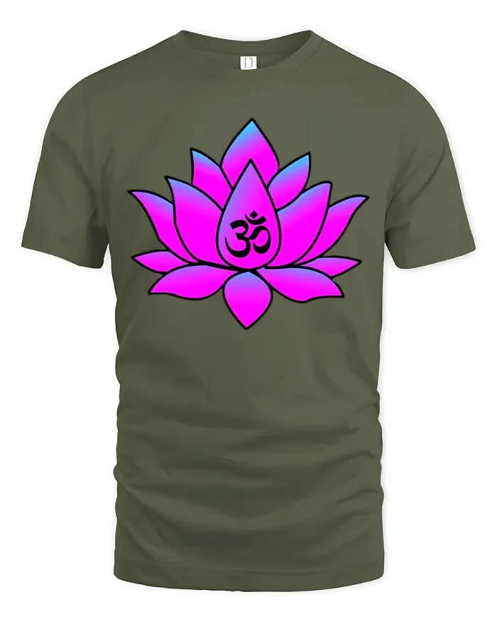 Meditation Lotus T-Shirt Om Symbol Yoga Zen - military green t-shirt on white background