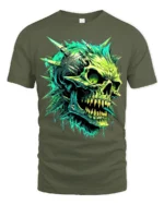 Radioactive Skull T-Shirt Edgy Green Skull - military green t-shirt on white background