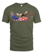 American Eagle T-Shirt Stars and Stripes - military green t-shirt on white background