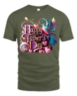 Love Dad T-Shirt Father’s Day Bird Heart - military green t-shirt on white background