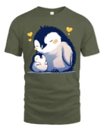Loving Penguin T-Shirt Heartfelt Family - military green t-shirt on white background