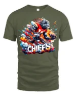 Wild Chiefs Wolf Football Fan Shirt - military green t-shirt on white background