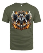 Mystic Tiger Wings Fierce Skull Animal Shirt - military green t-shirt on white background