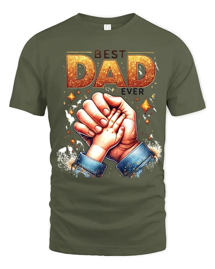 Number One Dad Hand Special Father’s Day T-Shirt for the Best Papa - military green t-shirt on white background