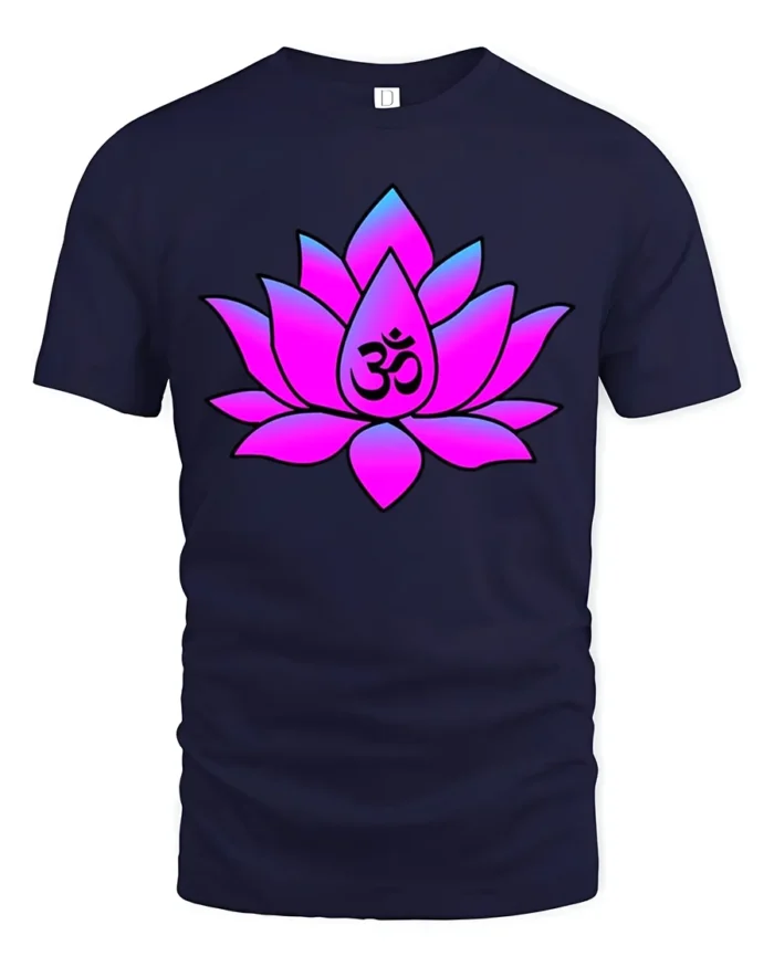 Meditation Lotus T-Shirt Om Symbol Yoga Zen - navy t-shirt on white background