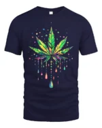 Psychedelic Leaf Colorful Marijuana T-Shirt - navy t-shirt on white background