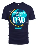 World’s Best Dad Father’s Day Globe T-Shirt - navy t-shirt on white background