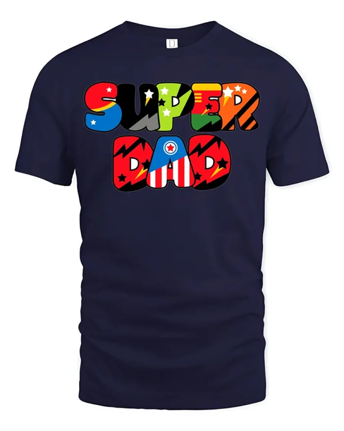 Awesome Dad Hero Colorful Father Gift Now - navy t-shirt on white background