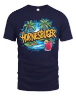 Hornesbuger Beach Tropical Vacation T-Shirt - navy t-shirt on white background