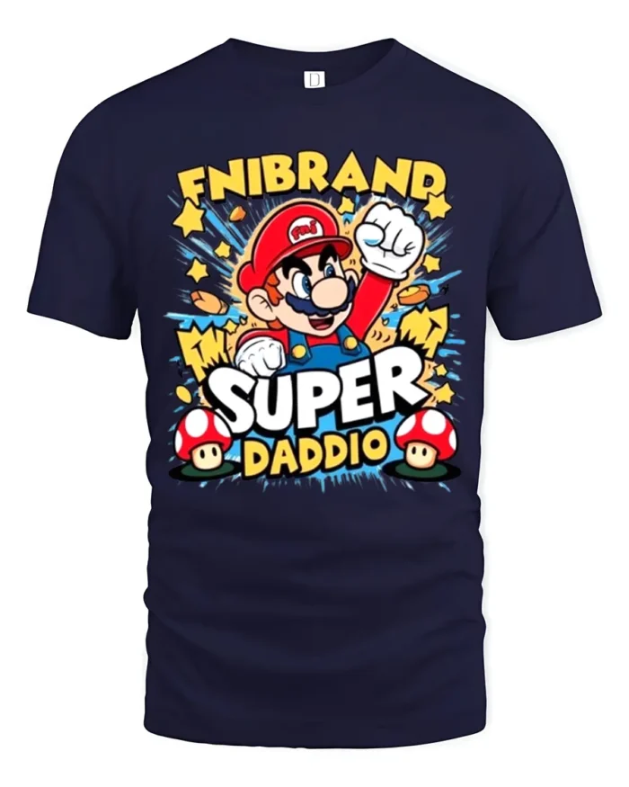 Video Game Dad T-Shirt Super Daddio Mario - navy t-shirt on white background