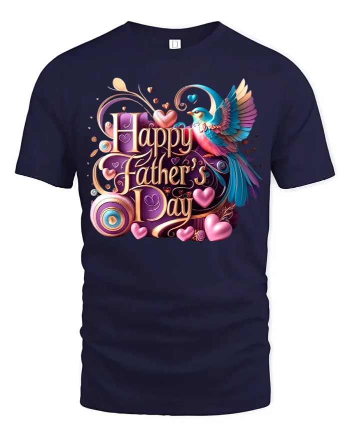 Love Dad T-Shirt Father’s Day Bird Heart - navy t-shirt on white background