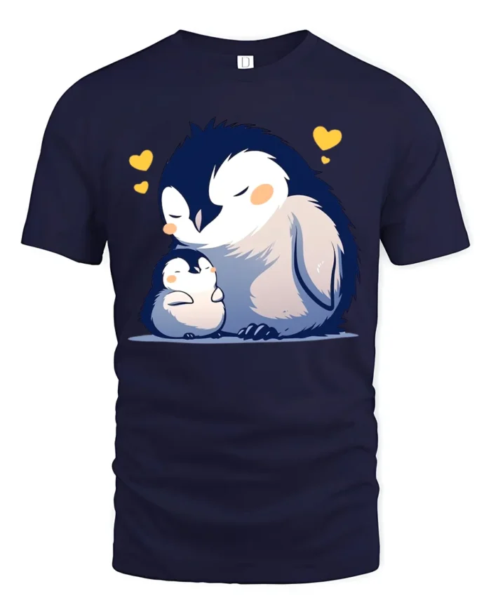 Loving Penguin T-Shirt Heartfelt Family - navy t-shirt on white background