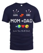 Queen King Mom Dad Family Love T-Shirt Gift - navy t-shirt on white background