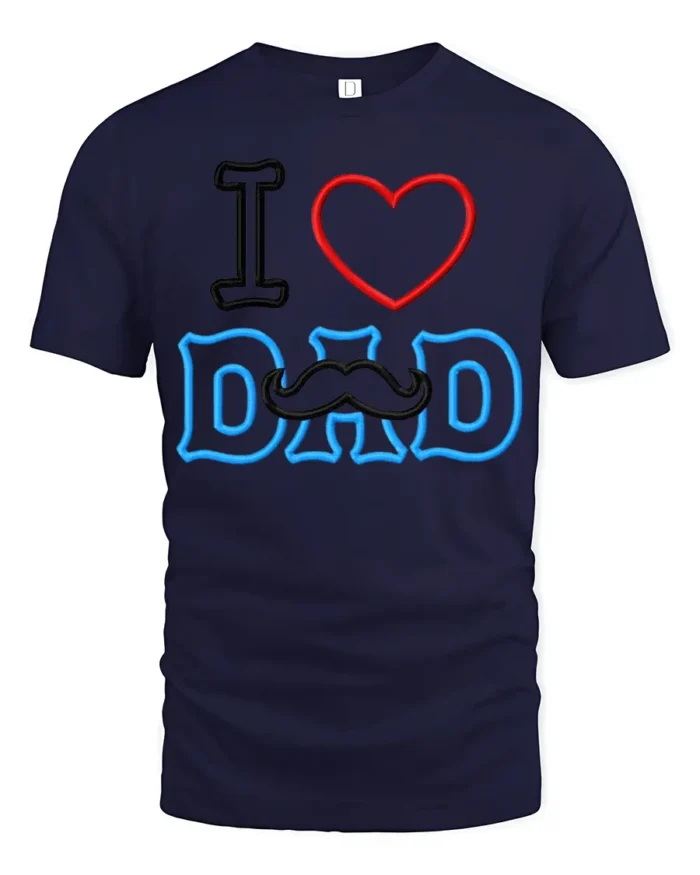 I Love Dad Mustache Funny Father’s Day Shirt - navy t-shirt on white background