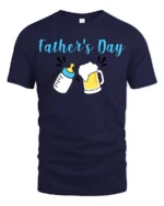First Father’s Day Baby Bottle Beer Dad Shirt - navy t-shirt on white background