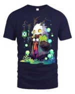 Enchanted Creature Forest Spirit Glow Eye Antler Tee - navy t-shirt on white background