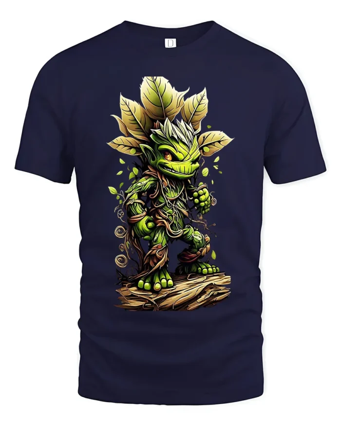 Forest Sprite Cute Plant Creature T-Shirt - navy t-shirt on white background