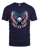 USA Eagle Wings Patriotic American T-Shirt - navy t-shirt on white background