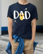 Top Dad T-Shirt World’s Greatest Father - model wearing navy shirt, hands in pockets