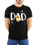 Top Dad T-Shirt World’s Greatest Father - model wearing black shirt, hands behind back