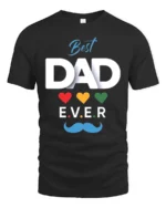 Best Dad Ever Hearts Tee Loving Father’s Day T-Shirt Gift for Awesome Dads - black t-shirt on white background
