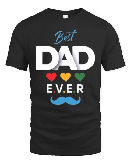 Best Dad Ever Hearts Tee Loving Father’s Day T-Shirt Gift for Awesome Dads - black t-shirt on white background