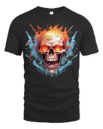 Inferno Skull T-Shirt Flaming Ghost Rider Graphic Tee for Metalheads - black t-shirt on white background
