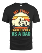 First Father’s Day Fist Bump Tee New Dad T-Shirt for Proud Fathers - black t-shirt on white background