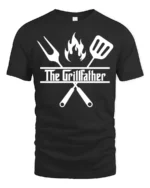 Grilling Godfather T-Shirt Funny BBQ Master Tee for Dad the Grill Boss - black t-shirt on white background