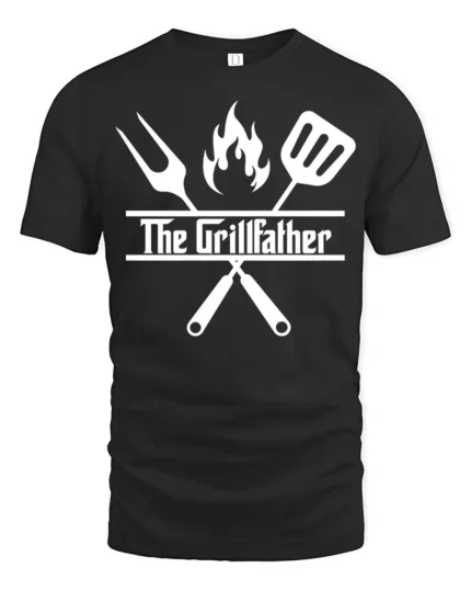 Grilling Godfather T-Shirt Funny BBQ Master Tee for Dad the Grill Boss - black t-shirt on white background